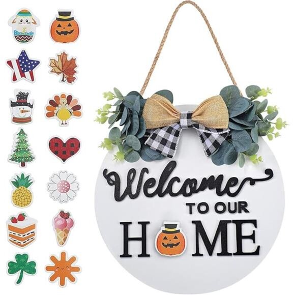 Seasonal Interchangeable WelcomeSign for FrontDoor Decor,Welcome to Our HomeSign - Picture 8 of 8